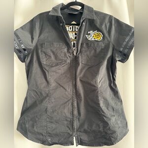 Harley Davidson yellow rose dress shirt